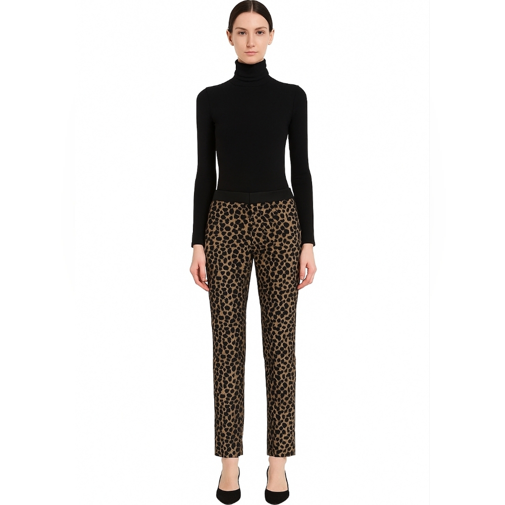 Chico's Black Label Animal Print Skinny Crop Pants Sexy Lace Illusion Sz‎ 0.5/SM